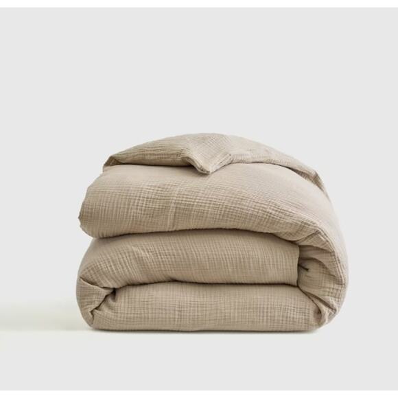 Quince Other - NEW Quince 100% Organic Cotton Airy Gauze Duvet Cover Queen Size Dune Tan Beige